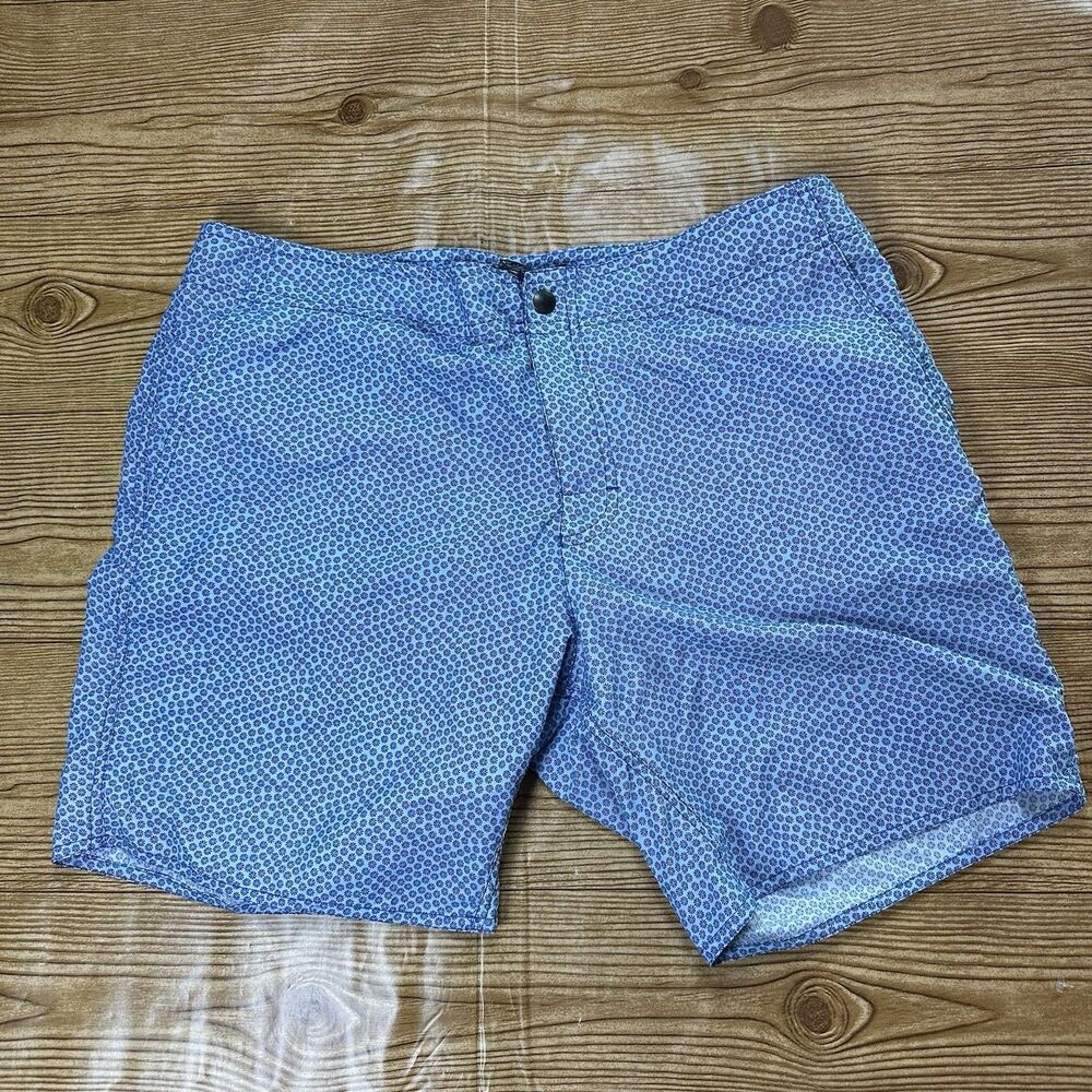 Zachary Prell Mens Swim Trunks Shorts Size 34 Blue Geometric Lined Shorts‎ NWOT